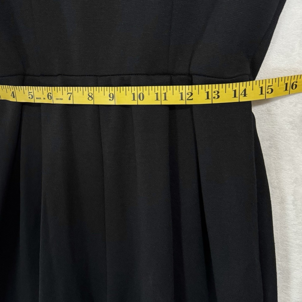 Vintage Long Sleeve‎ Pleated Knit Jumpsuit Stirrups Size M Black Minimalist Chic - Picture 12 of 15